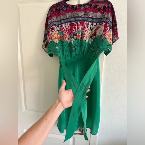 NWT Anthropologie Takato Silk Tunic Women’s Size 0 Green Floral - Picture 7 of 11